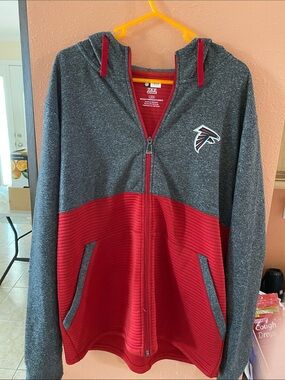 Atlanta Falcons NFL Team Apparel Red Gray Full Zip Hoodie Sweatshirt Mens Large